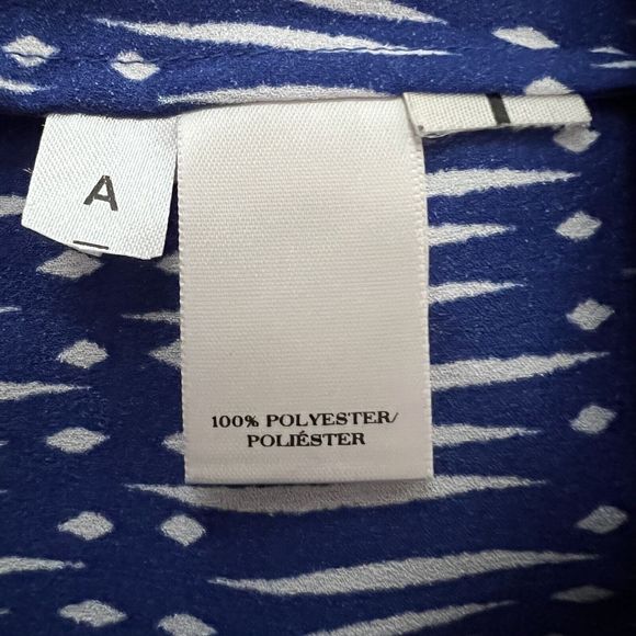 Ann Taylor Shirt Womens Small Blue White Printed Blouse Office Career Casual - Picture 8 of 9